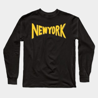 New York Vintage Style Yellow Long Sleeve T-Shirt